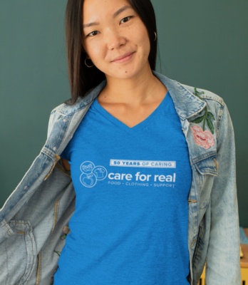 Care For Real Ladies V-Neck T-Shirt