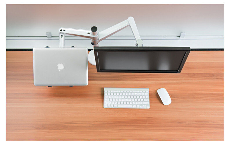 Adjustable Dual Monitor Arm with Laptop/Notebook Holder