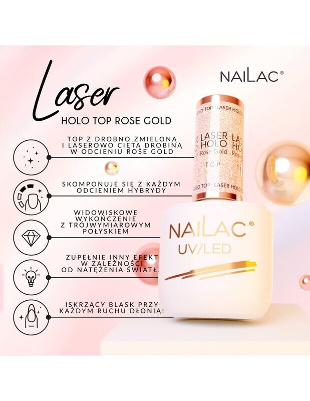 Nailac Laser Holo Top Coat Rose Gold