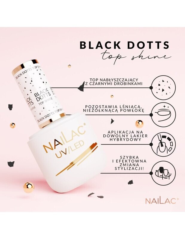 Nailac Top Coat Black Dotts Shine