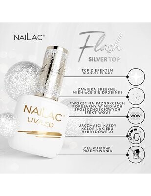 Nailac #Flash Silver Top Coat No Wipe