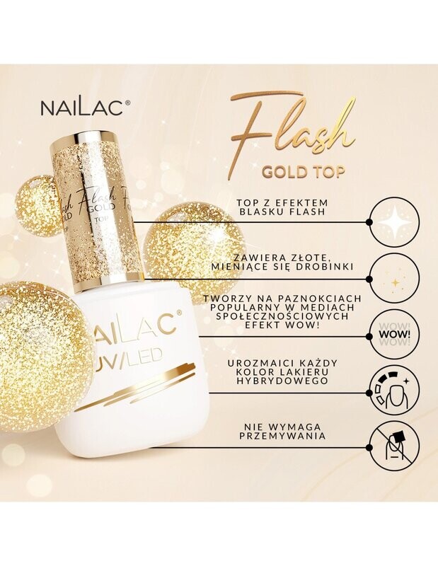 Nailac #Flash Golden Top Coat No Wipe