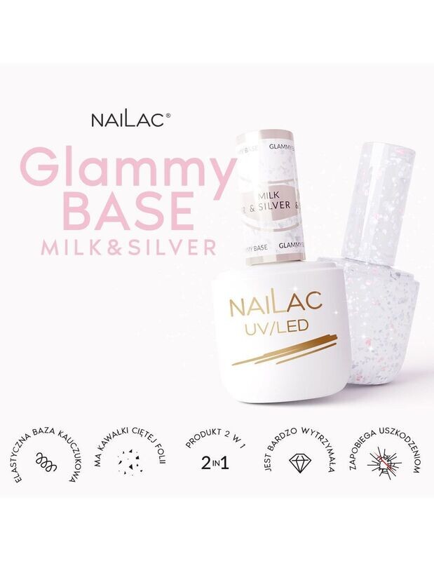 Nailac Glammy Base Milk & Silver 7 ml
