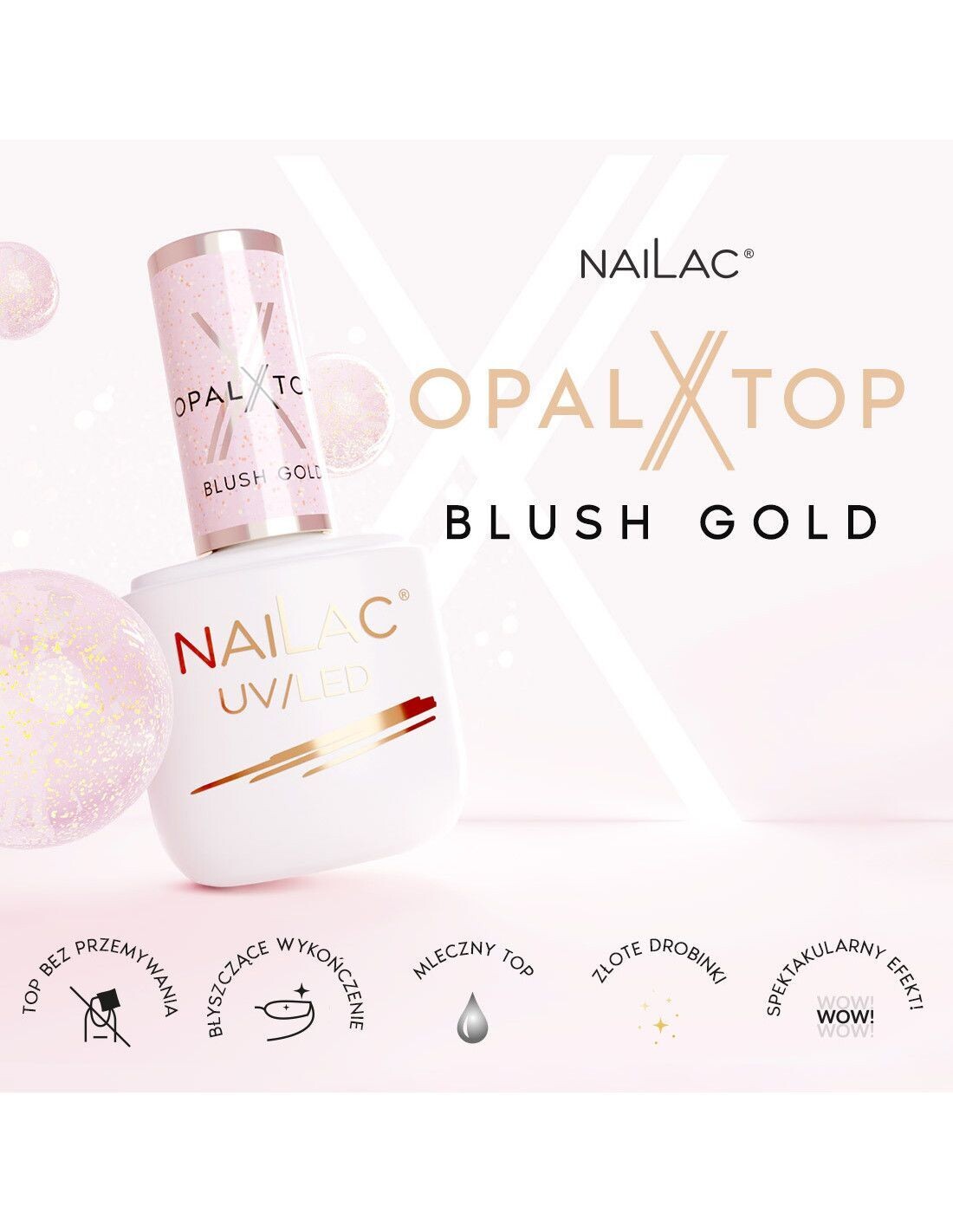 Nailac Top Coat Opal Blush Gold