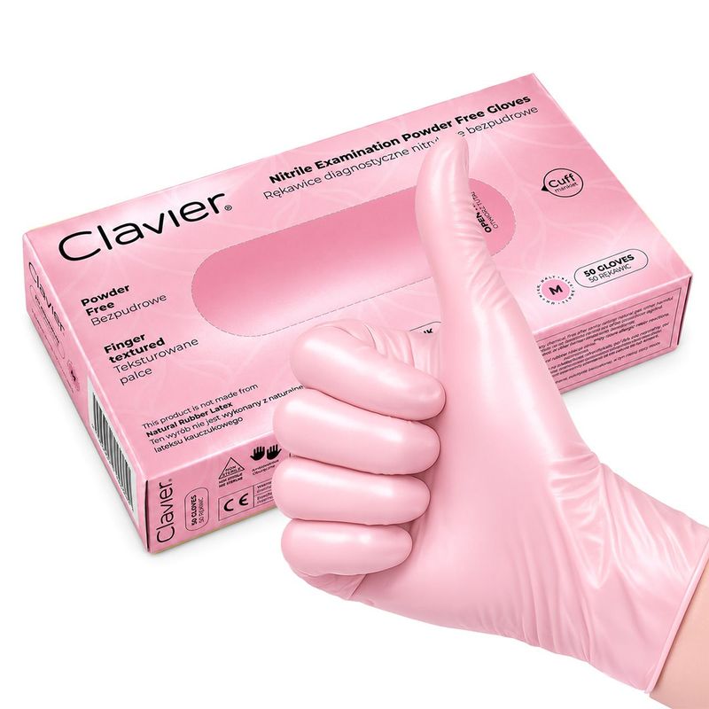 Clavier Nitrile Examination Powder Free Gloves Pearl  Pink  (M) 50stuk