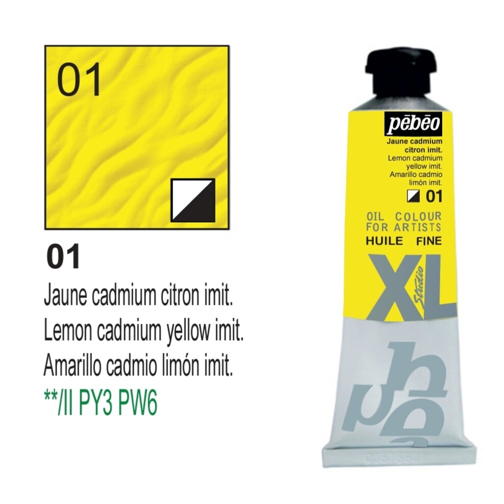 Pebeo XL Studio Oil Colors Fine - Lemon cad. yellow imit. No. 01, 37 ml Tube