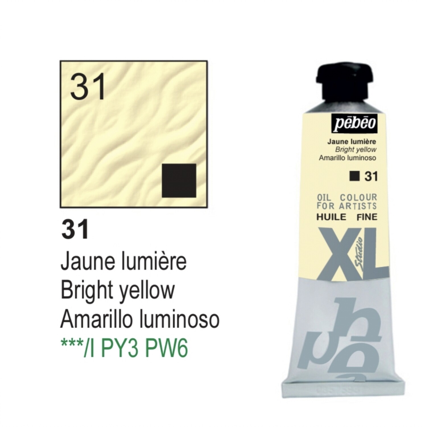 Pebeo XL Studio Oil Colors Fine - Bright Yellow No. 31, 37 ml Tube Pebeo XL Studio Oil Colors Fine - Bright Yellow No. 31, 37 ml Tube
