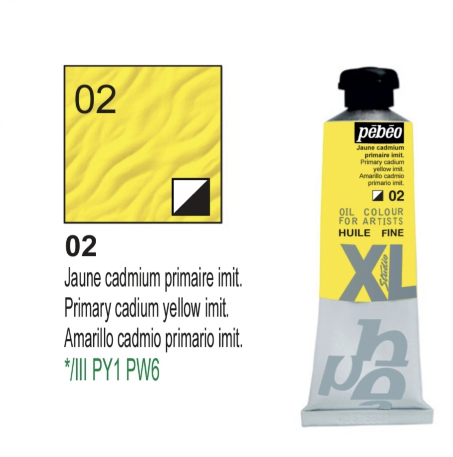 Pebeo XL Studio Oil Colors Fine - Primary Cad. Yellow Imit. No. 02, 37 ml Tube Pebeo XL Studio Oil Colors Fine - Primary Cad. Yellow Imit. No. 02, 37 ml Tube