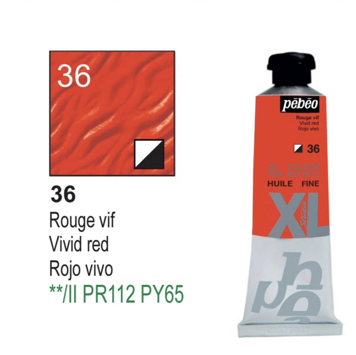 XL Studio Oil Colors Fine - Vivid red No. 36, 37 ml Tube