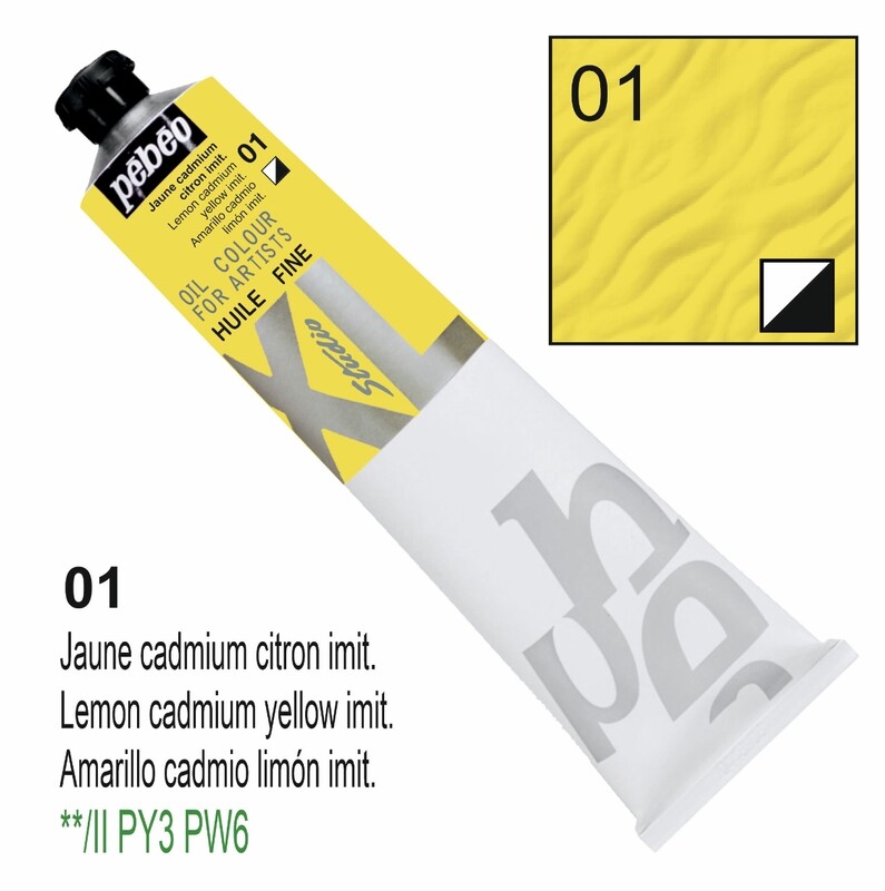Pebeo XL Studio Oil Colors Fine - Lemon cad. yellow imit. No. 01, 200 ml Tube