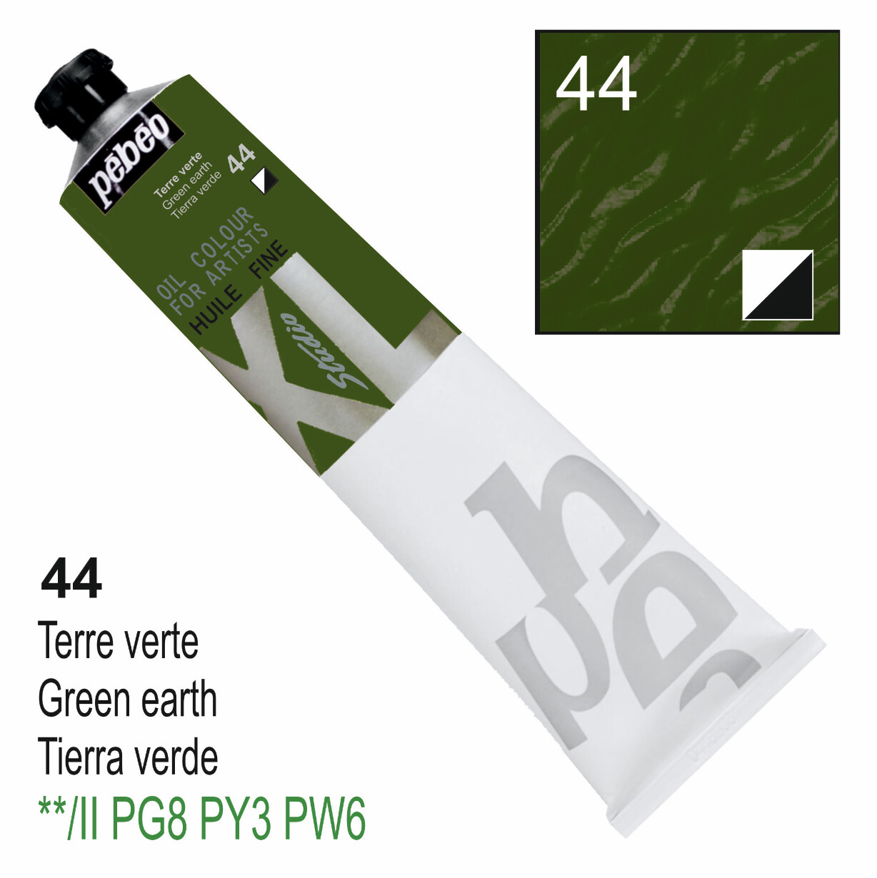 XL Studio Oil Colors Fine - Green earth No. 44, 200 ml Tube