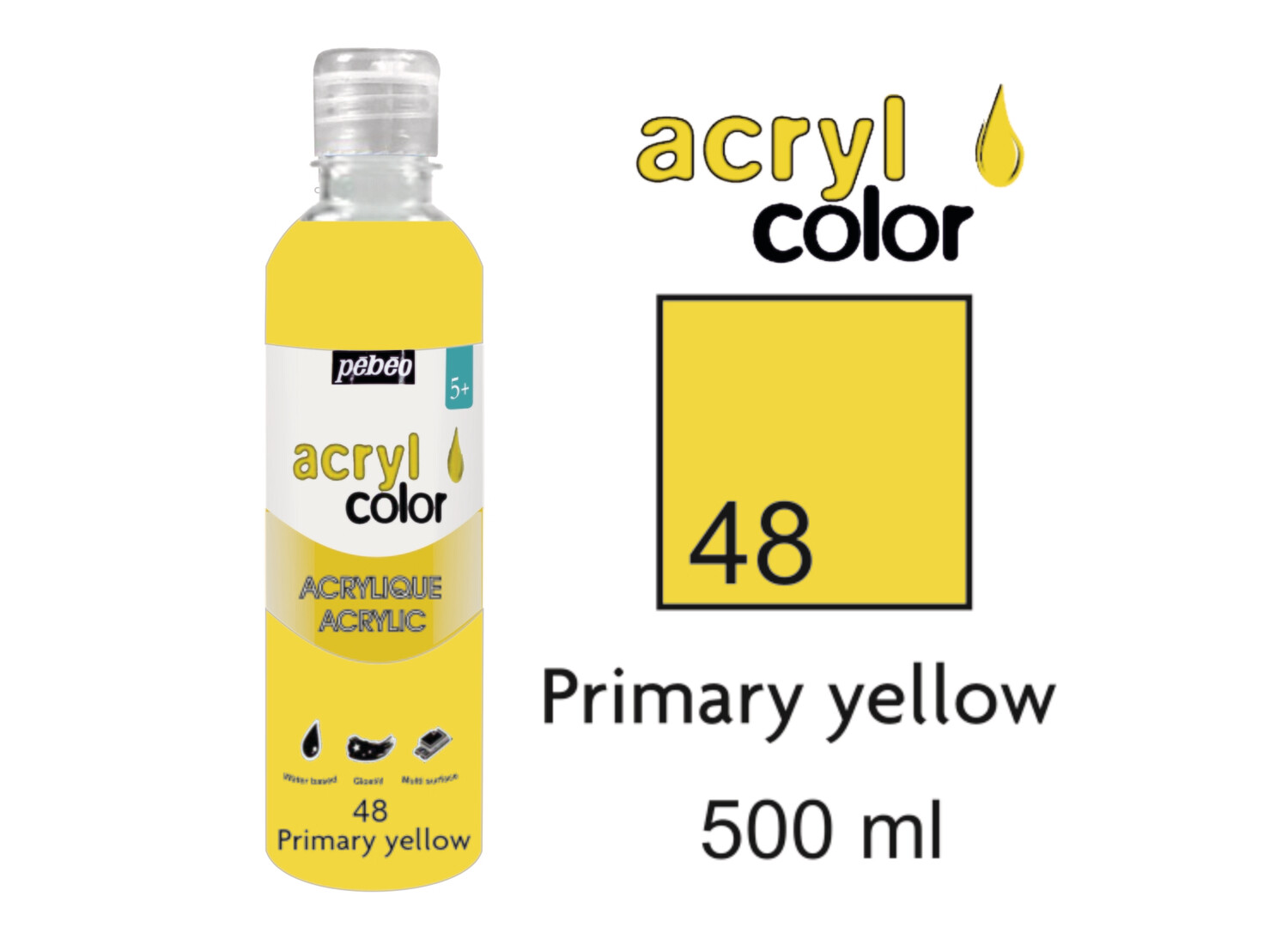 Acrylcolor Liquid Acrylic 500 ml, Primary Yellow,  No. 48