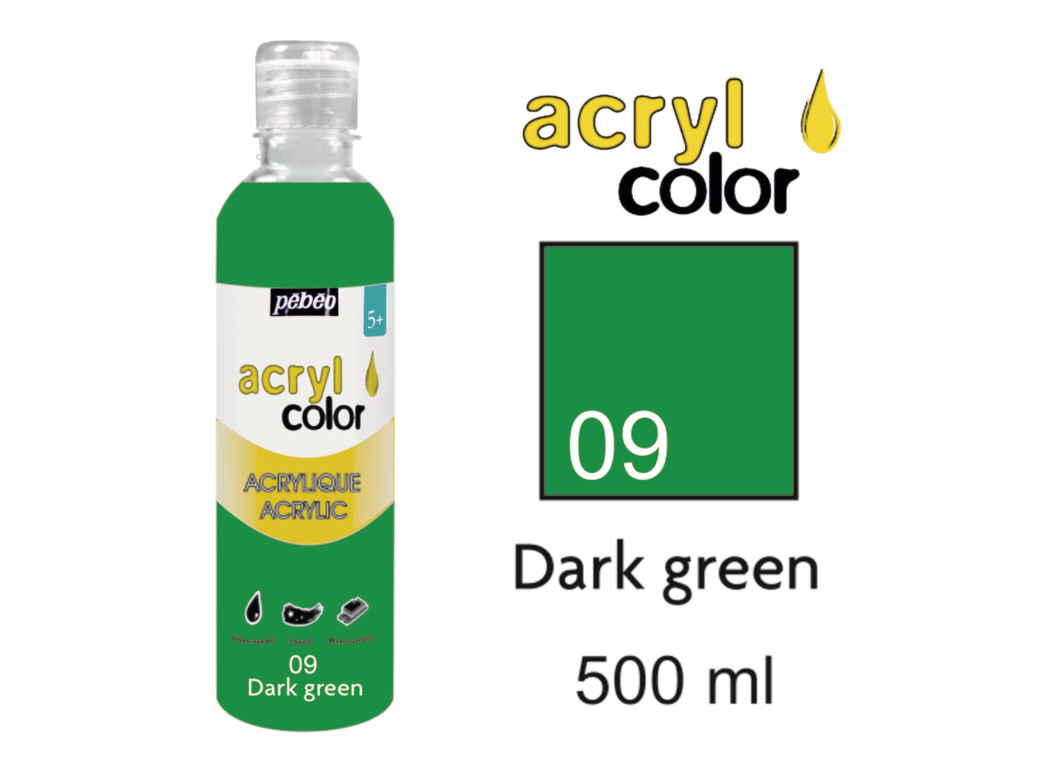 Acrylcolor Liquid Acrylic 500 ml, Dark Green,  No. 09