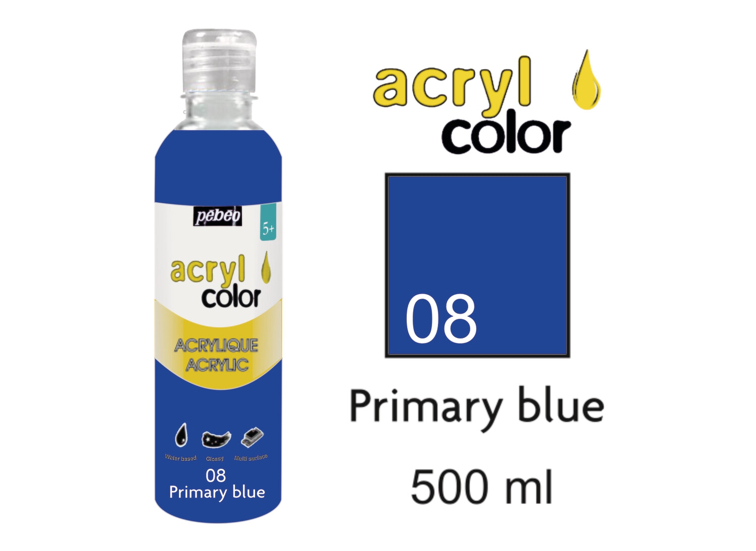 Acrylcolor Liquid Acrylic 500 ml, Primary Blue,  No. 08