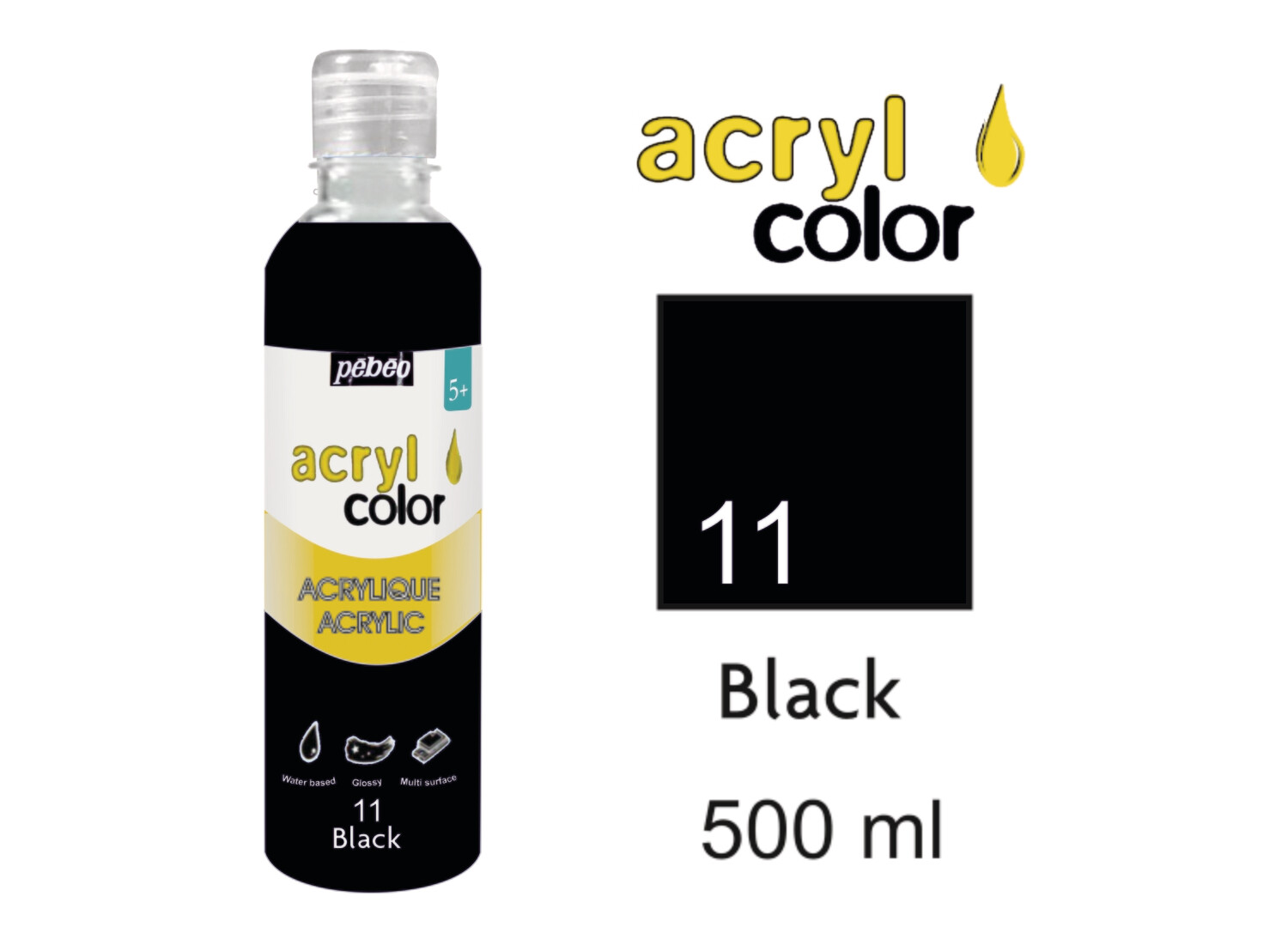 Acrylcolor Liquid Acrylic 500 ml, Black, No. 11