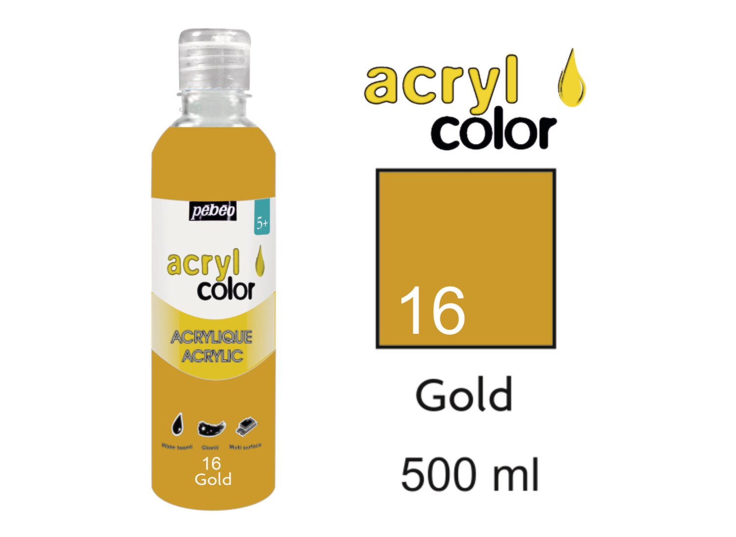 Acrylcolor Liquid Acrylic 500 ml, Gold, No. 16