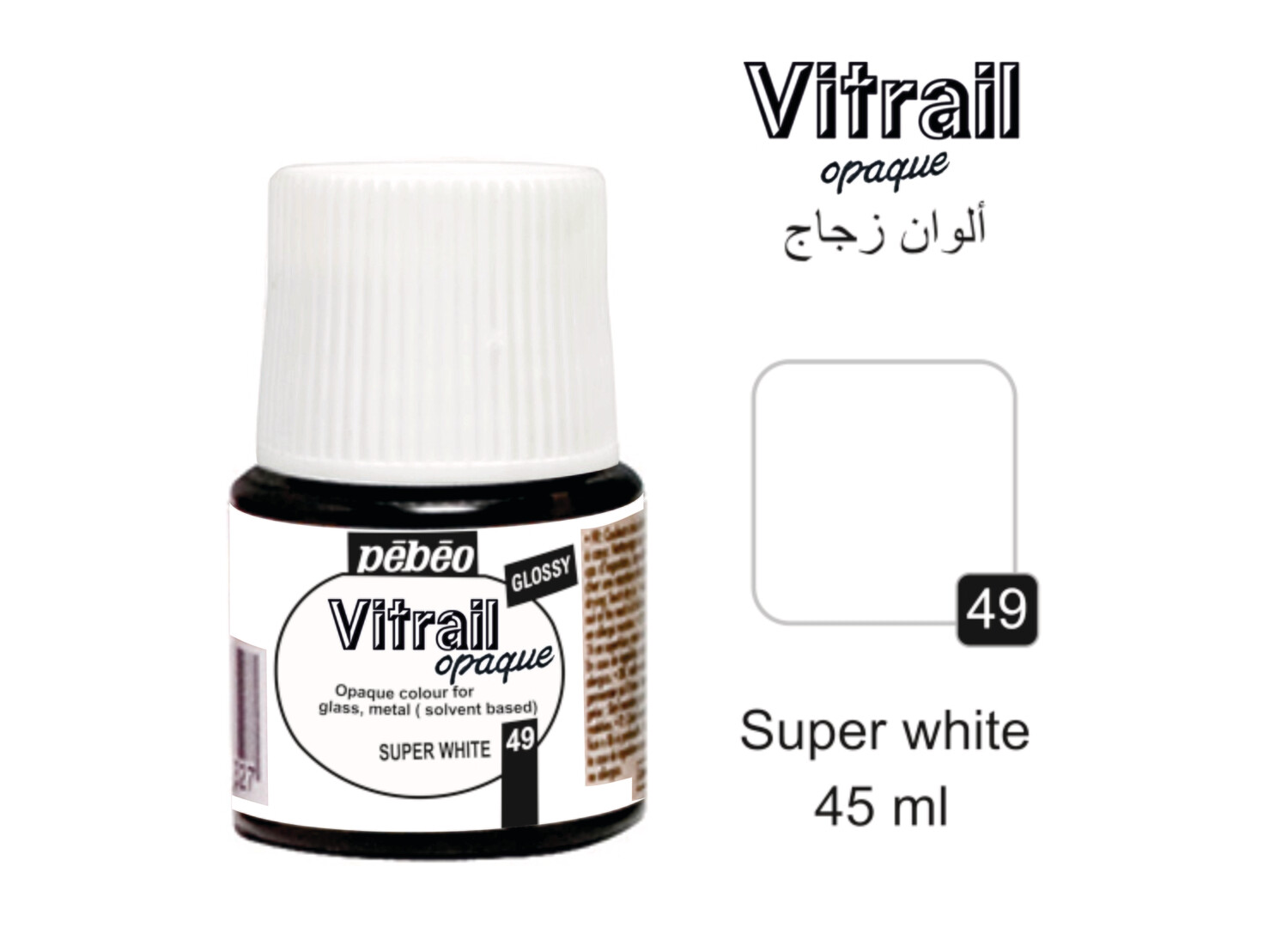 VITRAIL glass colors Super white No. 49, 45 ml, Opaque