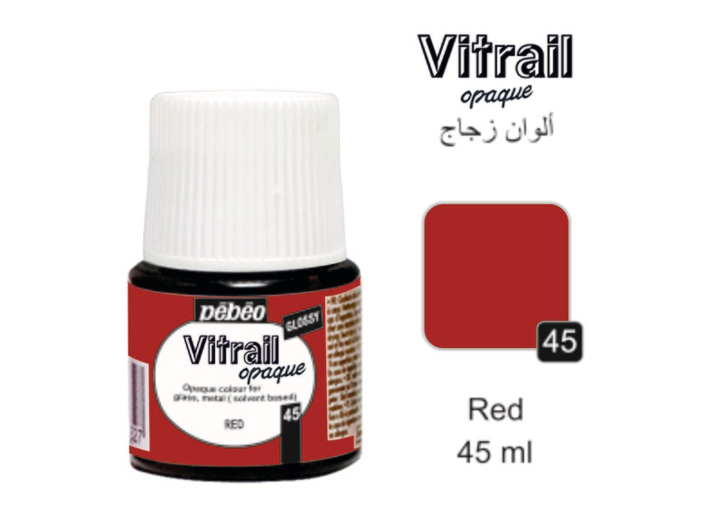 VITRAIL glass colors Red No. 45, 45 ml, Opaque
