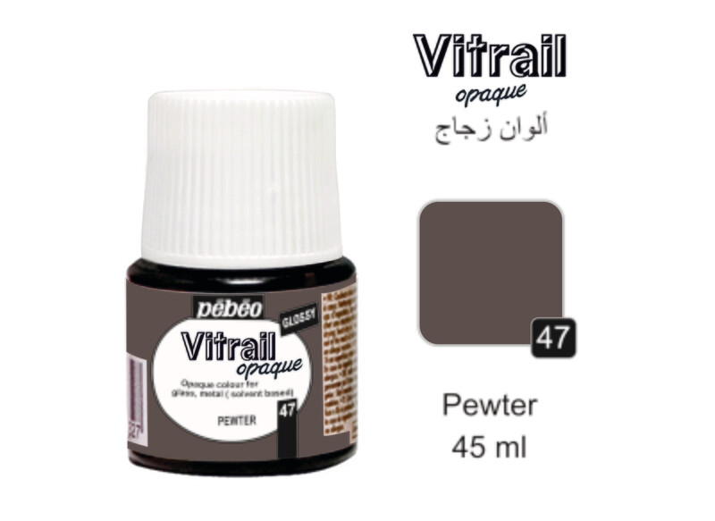 VITRAIL glass colors Pewter No. 47, 45 ml, Opaque