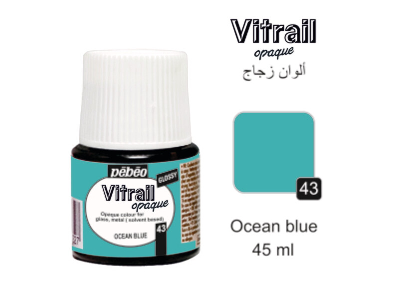 VITRAIL glass colors Ocean blue No. 43, 45 ml, Opaque