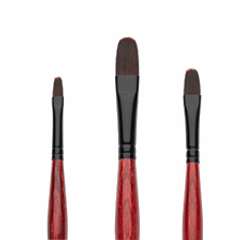 Interlocked Red Synthetic Filbert Brushes
