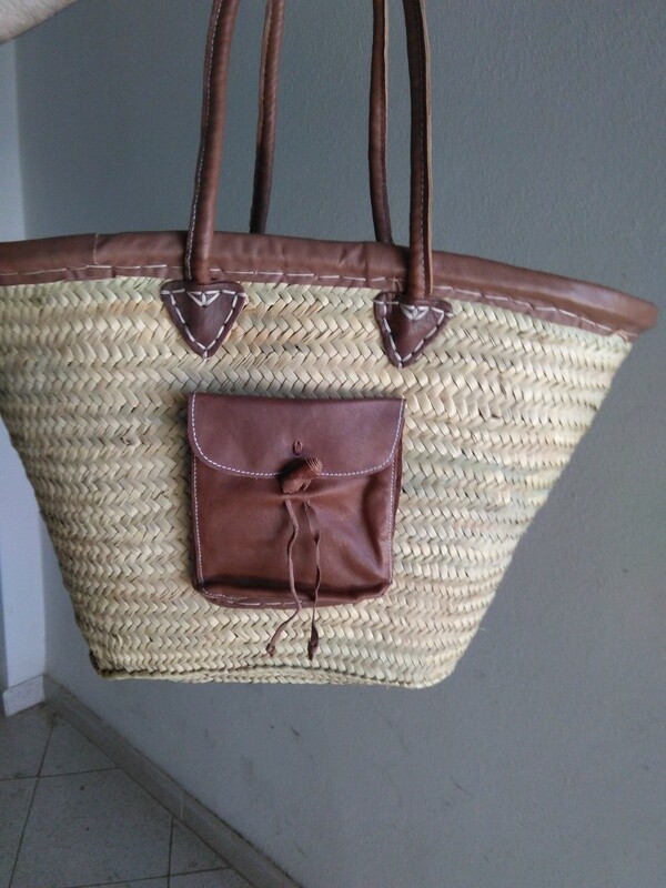 Cesta cerrada piel con bolsillo