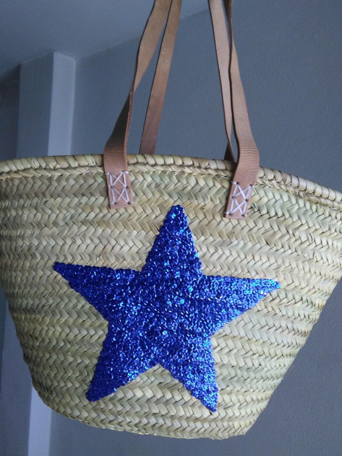 Cesta estrella lentejuelas con cierre saco