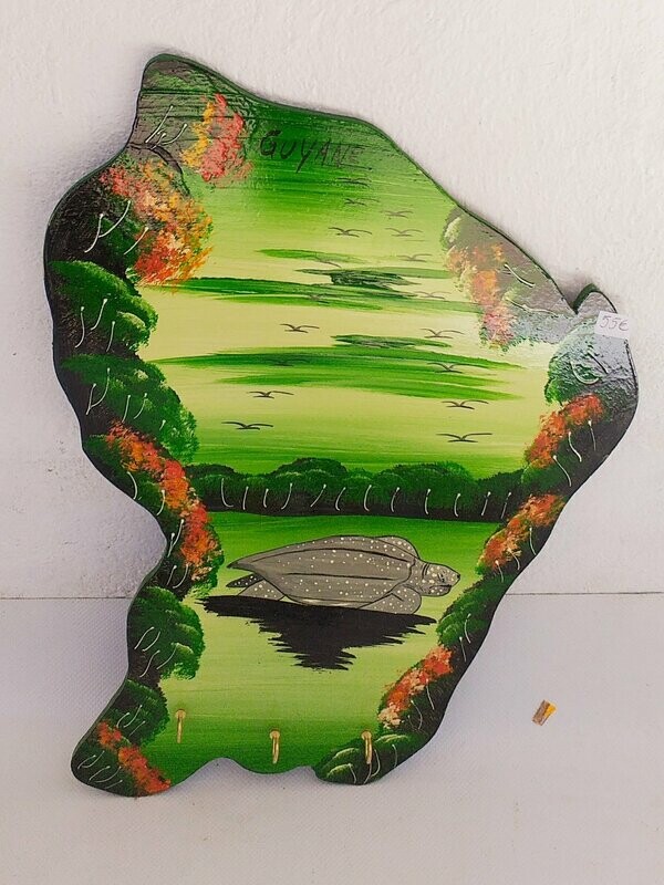 Carte guyane  peint porte clefs  L40cm l28cm
