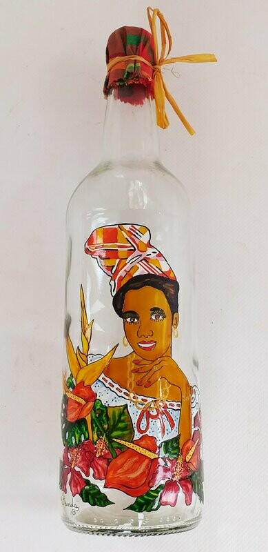 bouteille rhum  peinte créole