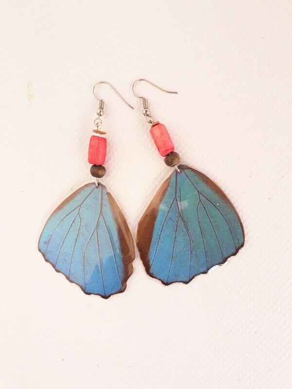 boucle d'oreille aile morpho véritable