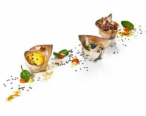 Wan Tan Baskets verschieden gefüllt (Spinat-Koriander-Garnele, Lamm-Curry-Kokos, Tandoori-Hühnchen) 25g