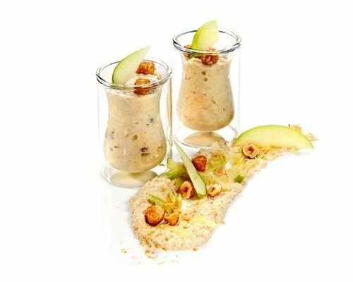 Bircher-Müsli Joghurt und Milch mit Äpfeln, Haferflocken, Sultaninen, Haselnüssen, Mandeln und Honig 50g