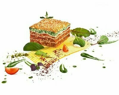 Vegane Lasagne mit mediterranem Gemüse und cremigem Spinat 350g