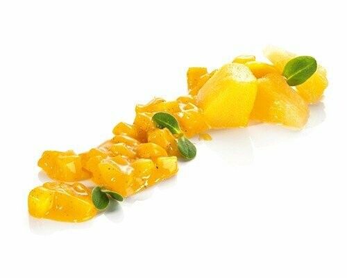 Gelbe Grütze mit Mango, Ananas und Passionsfrucht 60g Gelbe Grütze mit Mango, Ananas und Passionsfrucht 60g