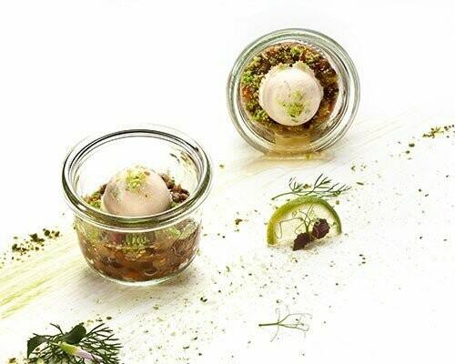 Linsen mit Räucherforelle Räucherforellenmousse-Praline mit Meerrettich abgeschmeckt 55g