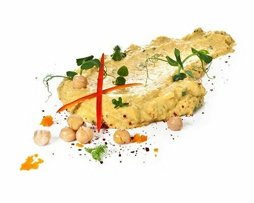 Hummus mit Tahina pürierte Kichererbsen, verfeinert mit Sesampaste 100g Hummus mit Tahina pürierte Kichererbsen, verfeinert mit Sesampaste 100g