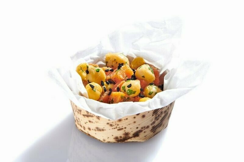 Palmblatt Hummus mit Karotten-Kichererbsen-Salat und Ingwer 40g Palmblatt Hummus mit Karotten-Kichererbsen-Salat und Ingwer 40g