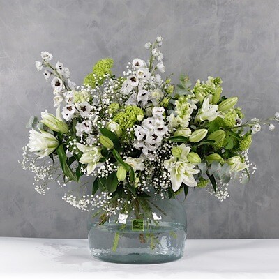 White & green vase