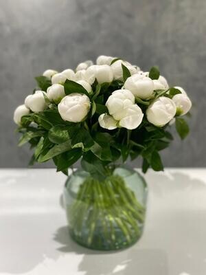 White peony vase