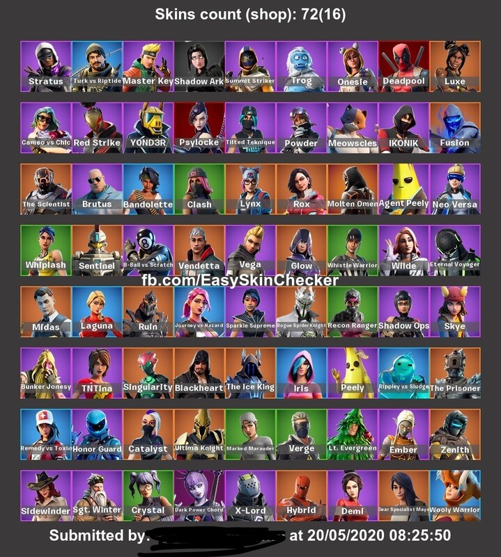 Fortnite Exclusive Account. 72 skins and rare skins, ikonic, Neo versa, glow skin, Rogue Spider Knight, and Honour guard