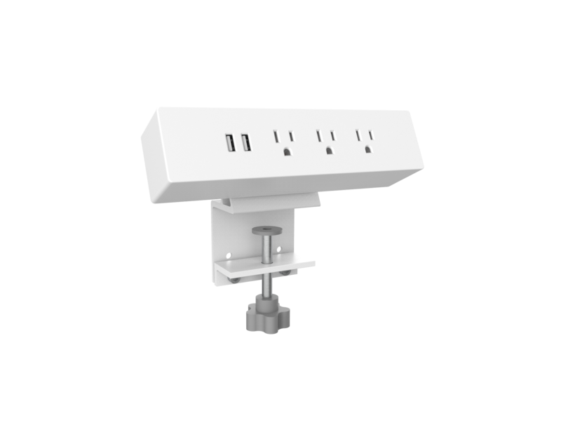 Clamp-on Power socket with 2-ports USB