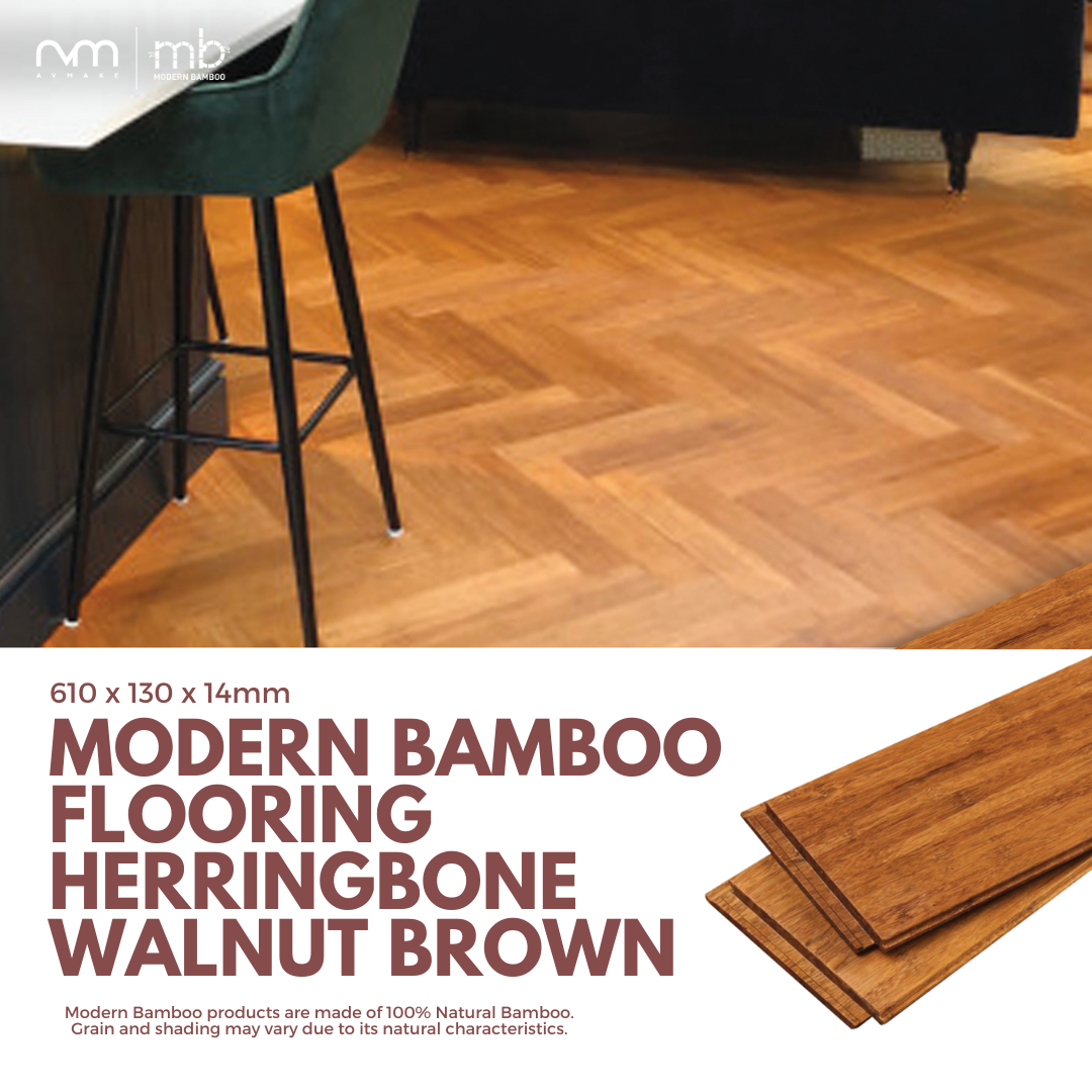 Modern Bamboo Flooring Herringbone Walnut Brown