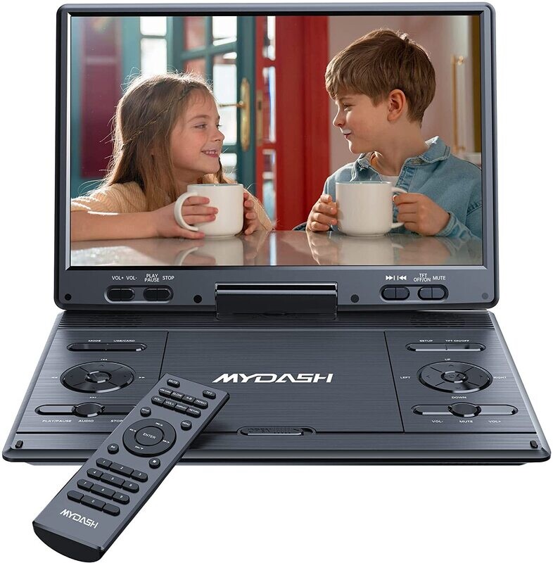 14.9&quot; Portable DVD Player with 12.5&quot; Large HD Swivel Screen, Exclusive Button Design, Car Headrest Mount Provided, High Volume Speaker, Support CD/DVD/SD Card/USB, Region Free