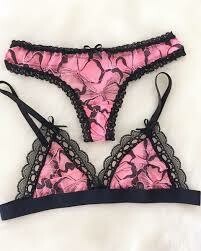 conjunto de encaje color rosado / pink lace set