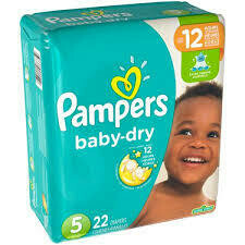 Pañales Pampers Baby Dry Talla 5 (27+lbs) 22 Unidades