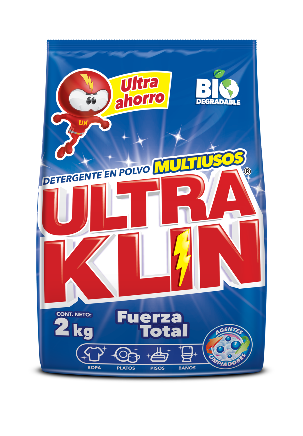 Detergente en Polvo Ultra Klin Fuerza Total 2kg
