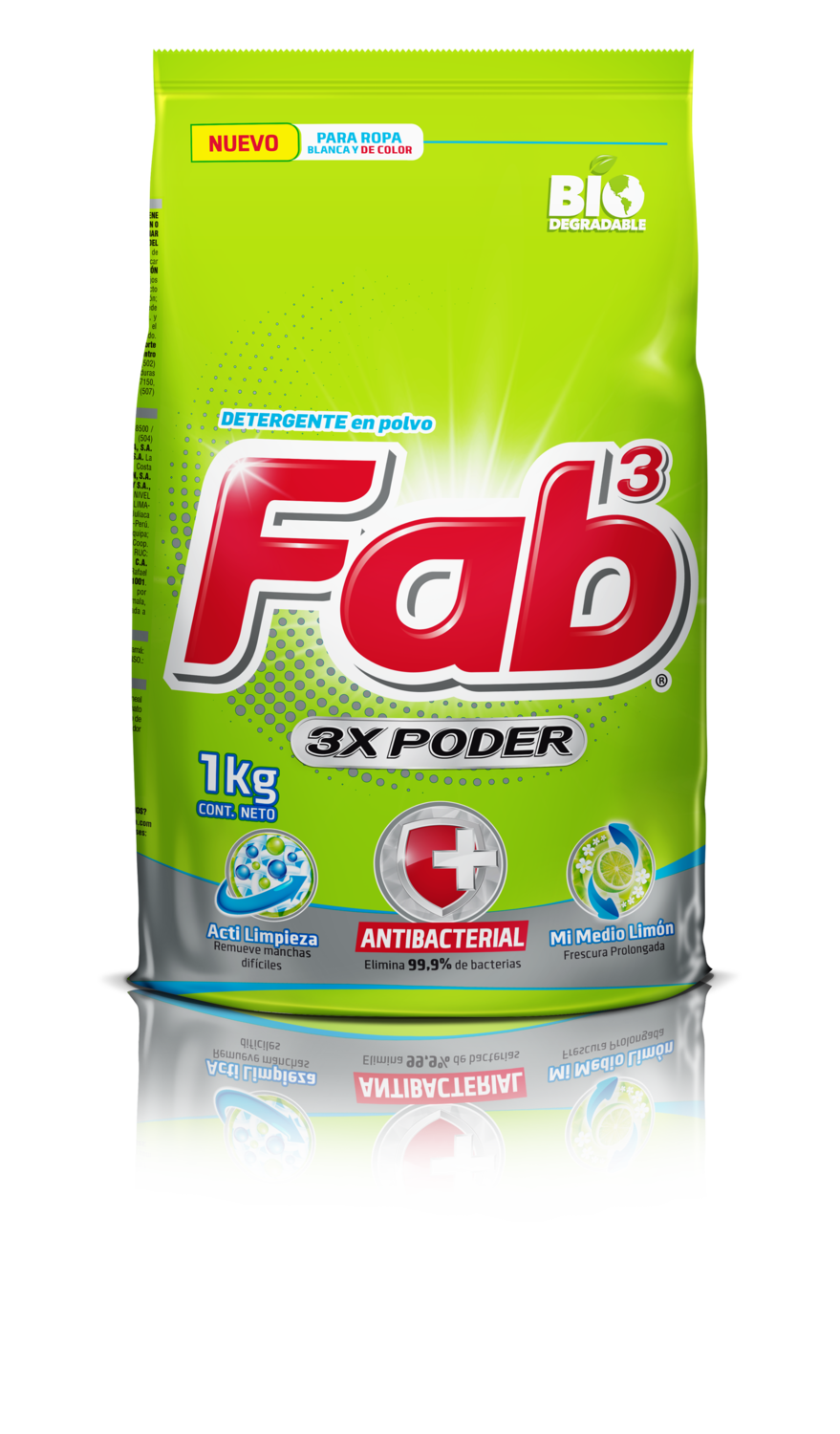 Detergente En Polvo Fab3 Mi Medio Limon 1kg