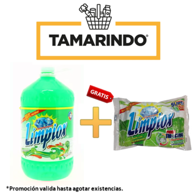 Promoción Desinfectante Limpiox Manzana  Bote 5 litros +1 súper disco lavaplatos Límpiox 225g GRATIS