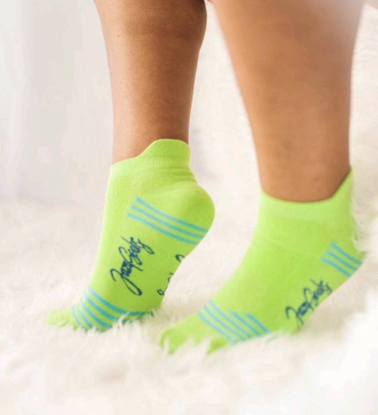 (Sublime)
Green &amp; Turquoise Striped Ankle Socks