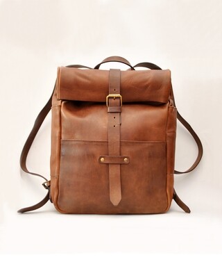 Kreta rolltop backpack old brown